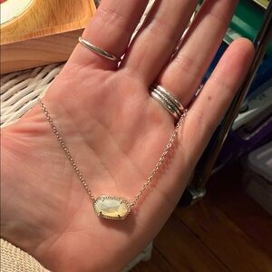 Kendra Scott Silver Necklace with Cream Pendant